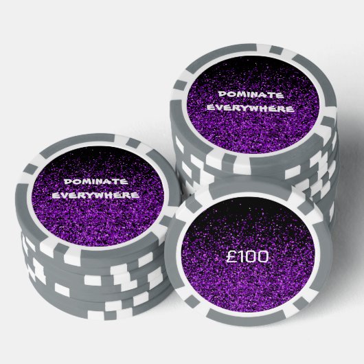 Paarse glitter op zwart domineren overal | poker chips (Opstapeling)