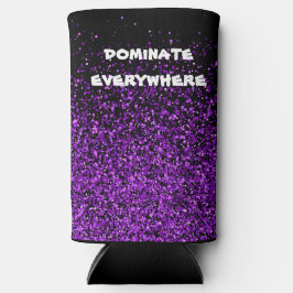 Paarse glitter op zwart domineren overal | seltzer blikjeskoeler