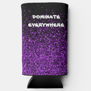 Paarse glitter op zwart domineren overal seltzer blikjeskoeler