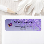 Paarse glitter, paarse en gouden rozen Sweet 16 Etiket (Insitu)