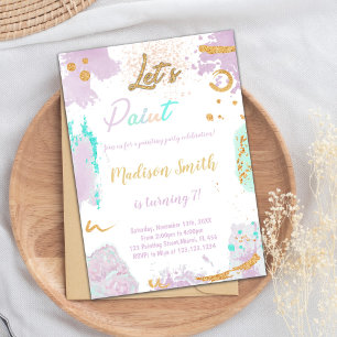 Paarse Glitter Paint Birthday-uitnodigingen Kaart