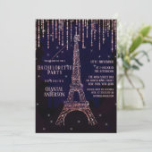 Paarse Glitter Paris Eiffeltoren Bachelorette Kaart (Staand voorkant)
