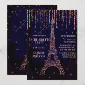 Paarse Glitter Paris Eiffeltoren Bachelorette Kaart (Voorkant / Achterkant)