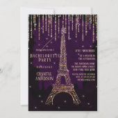 Paarse Glitter Paris Eiffeltoren Bachelorette Kaart (Voorkant)
