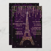 Paarse Glitter Paris Eiffeltoren Bachelorette Kaart (Voorkant / Achterkant)