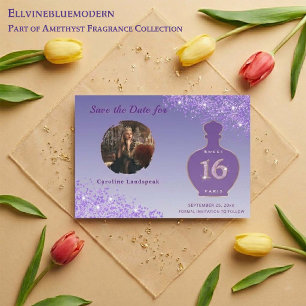 Paarse Glitter Paris Geur Studio Sweet 16 Save The Date