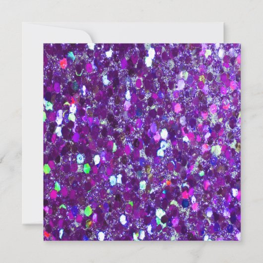Paarse Glitter Party Kaart (Achterkant)