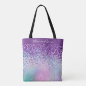 *~* Paarse Glitter Pastel Marble met Gold Tote Bag (Achterkant)