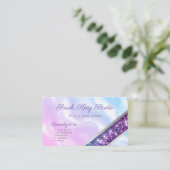 Paarse Glitter Pastel Pink Blue Ombre Waterverf Visitekaartje (Staand voorkant)