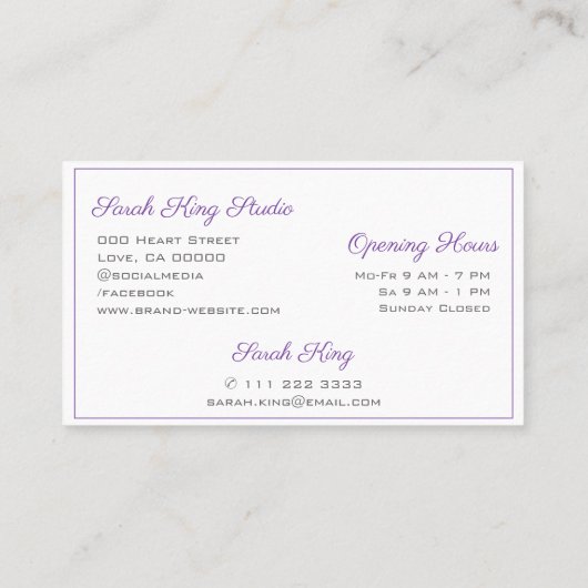 Paarse Glitter Pastel Pink Blue Ombre Waterverf Visitekaartje (Achterkant)