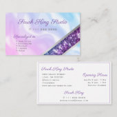 Paarse Glitter Pastel Pink Blue Ombre Waterverf Visitekaartje (Voorkant / Achterkant)