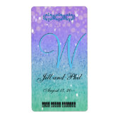 Paarse Glitter Patio Lantern Confetti Glam Blue Etiket (Voorkant)