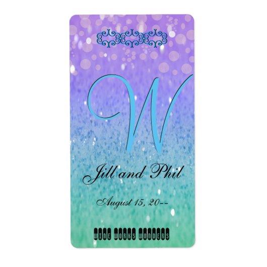 Paarse Glitter Patio Lantern Confetti Glam Blue Etiket (Voorkant)