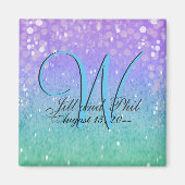 Paarse Glitter Patio Lantern Confetti Glam Blue Magneet (Voorkant)