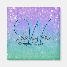 Paarse Glitter Patio Lantern Confetti Glam Blue Magneet