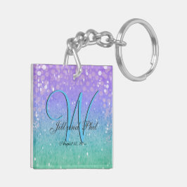 Paarse Glitter Patio Lantern Confetti Glam Blue Sleutelhanger