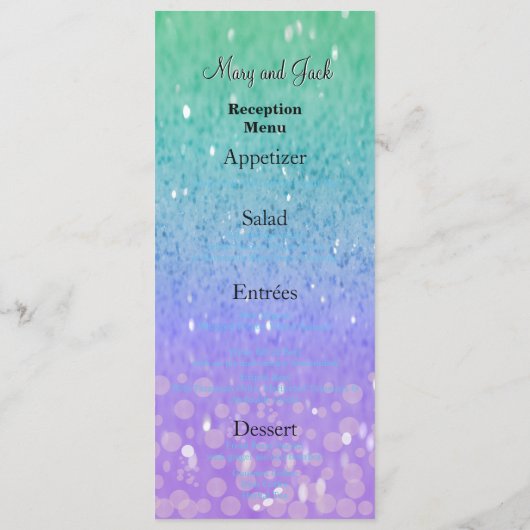 Paarse Glitter Patio Lantern Confetti Glam Glow Menu (Achterkant)