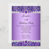Paarse Glitter Pearl Diamond Birthday Party Kaart (Voorkant)
