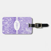 Paarse Glitter Personaliseer Bagagelabel (Voorkant horizontaal)