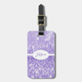 Paarse Glitter Personaliseer Bagagelabel (Voorkant verticaal)