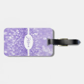Paarse Glitter Personaliseer Bagagelabel (Achterkant horizontaal)