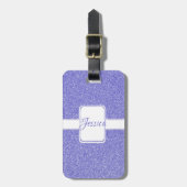 Paarse Glitter Personaliseer Bagagelabel (Voorkant verticaal)