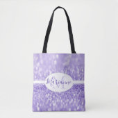 Paarse Glitter Personaliseer Canvas tas (Voorkant)