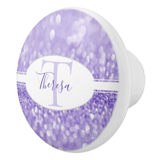 Paarse Glitter personaliseer de keramische puin Keramische Knop (Rechts)