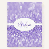 Paarse Glitter Personaliseer Notitieboek (Voorkant)