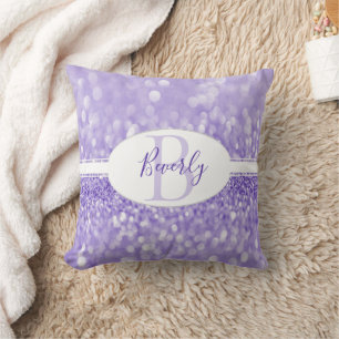 Paarse Glitter Personaliseer Sierkussen