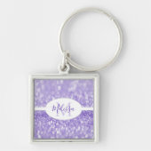 Paarse Glitter Personaliseer Sleutelhanger (Voorkant)