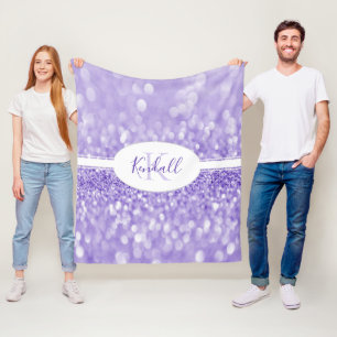 Paarse glitter Personaliseer uw trommel Fleece Deken