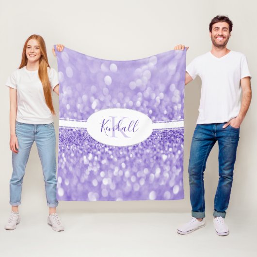 Paarse glitter Personaliseer uw trommel Fleece Deken (In situ)