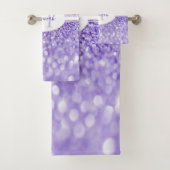 Paarse glitter personaliseert badhanddoeken bad handdoek (Insitu)