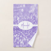 Paarse glitter personaliseert badhanddoeken bad handdoek (Handdoek)