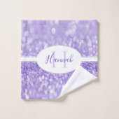 Paarse glitter personaliseert badhanddoeken bad handdoek (Wasdoekje)
