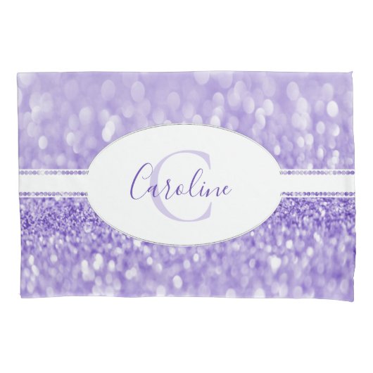 Paarse Glitter Personaliseert Hoesje Pillow Kussensloop (Voorkant)