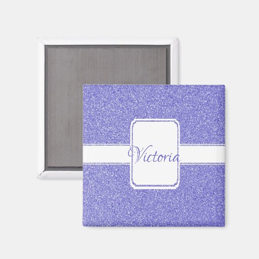 Paarse Glitter Personaliseert Magnet (Voorkant / Achterkant)