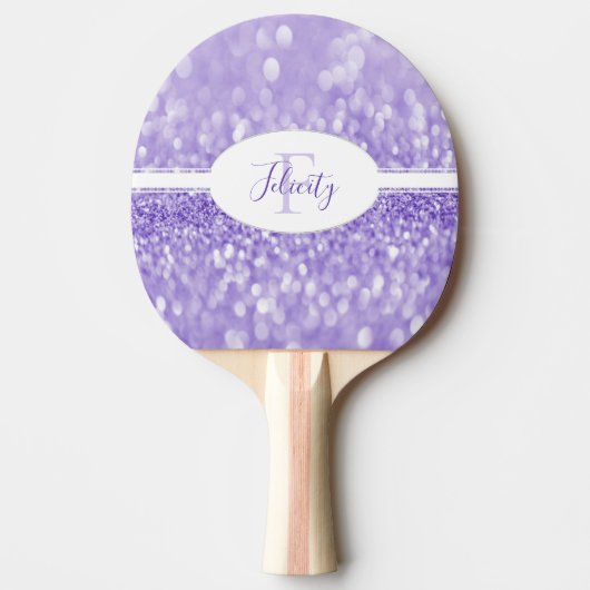 Paarse Glitter Personaliseert ping Pong Paddle Tafeltennisbatje (Voorkant)