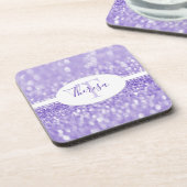 Paarse glitter Personaliseert plastic Onderzetter (Linkerzijde)