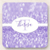 Paarse glitter Personaliseert plastic Onderzetter (Voorkant)