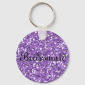 Paarse Glitter Personalized Bridesmaid Sleutelhang Sleutelhanger (Voorkant)