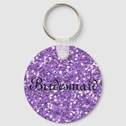 Paarse Glitter Personalized Bridesmaid Sleutelhang Sleutelhanger (Voorkant)