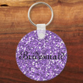 Paarse Glitter Personalized Bridesmaid Sleutelhang Sleutelhanger (Voorkant)