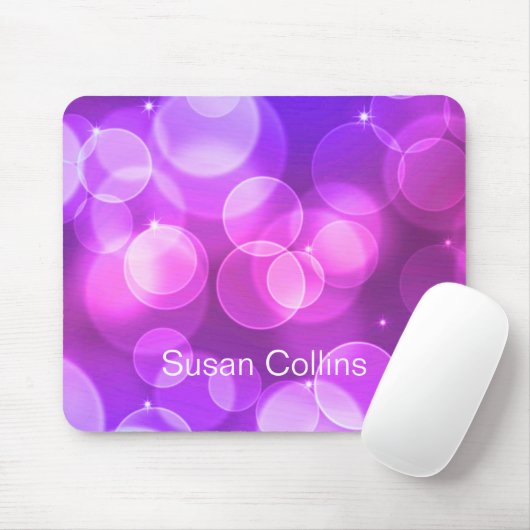 Paarse Glitter Personalized Girly Muismat (Met muis)