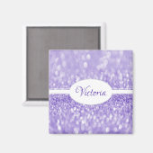 Paarse Glitter Personalized Magnet (Voorkant / Achterkant)