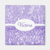 Paarse Glitter Personalized Magnet (Voorkant)
