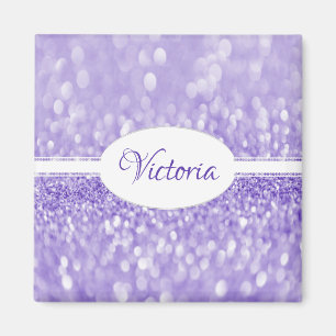 Paarse Glitter Personalized Magnet