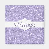 Paarse Glitter Personalized Magnet (Voorkant)