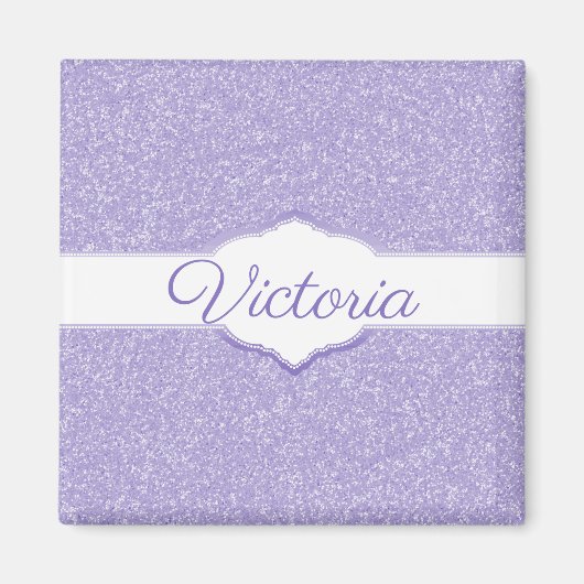 Paarse Glitter Personalized Magnet (Voorkant)